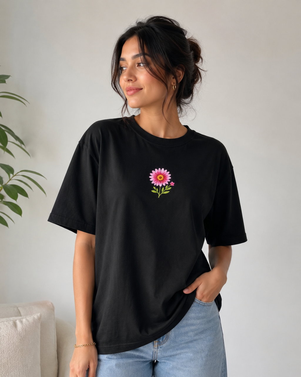 Midnight Bloom Oversized Tee