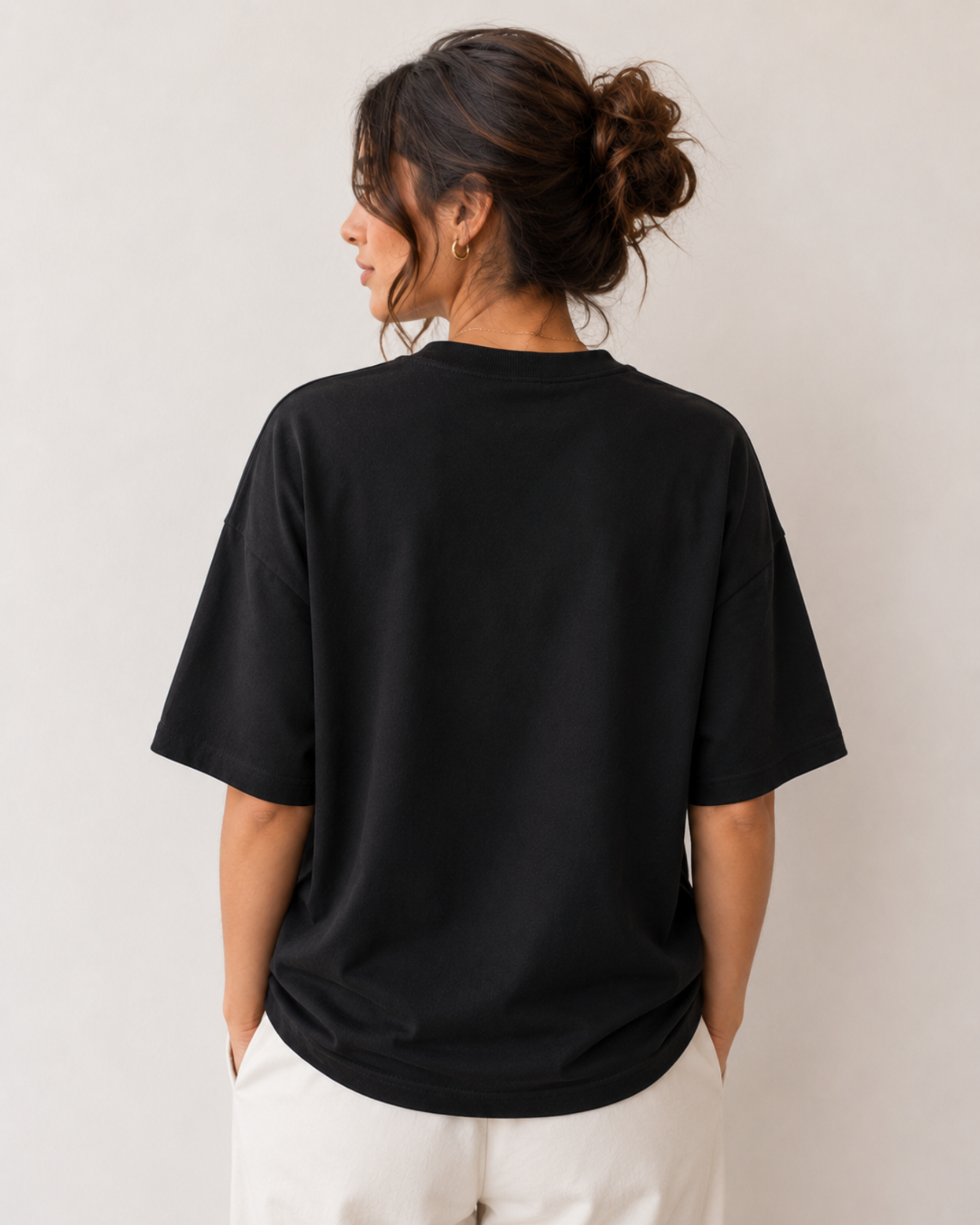 Plain Black T-Shirt for Ladies | Relaxed Fit
